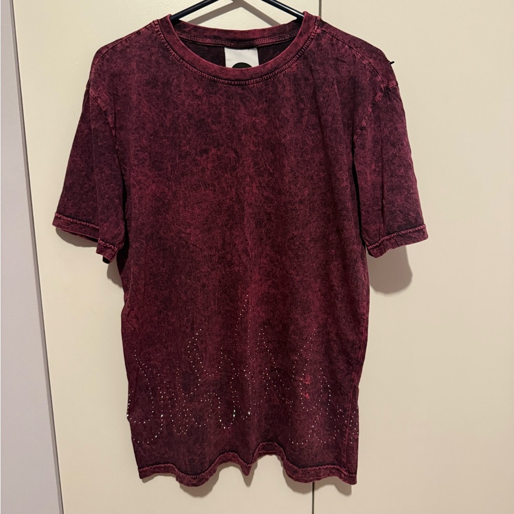 Pink and Black Short Sleeve Tee Velvet Texture